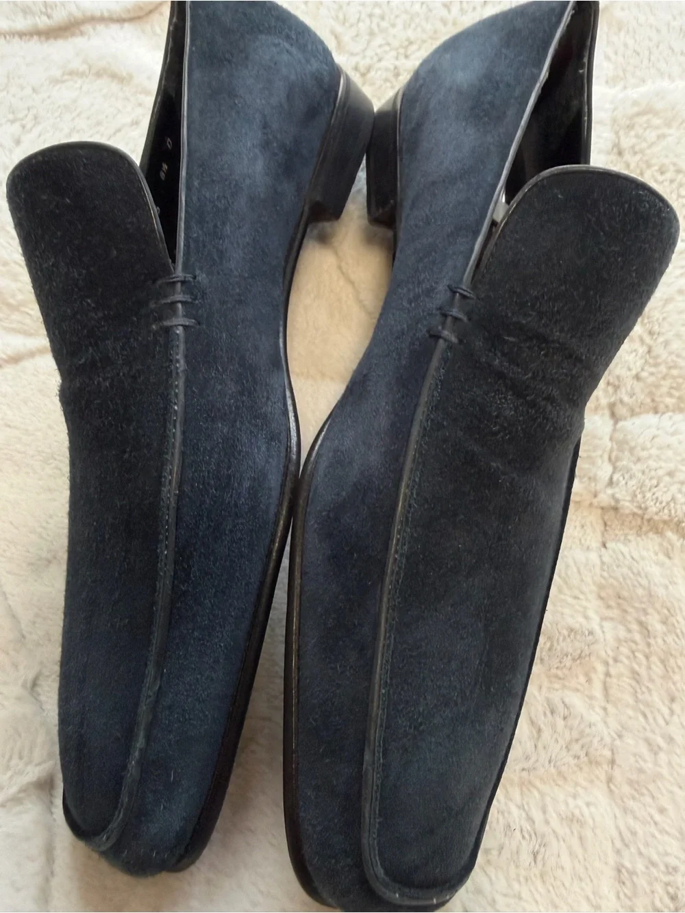 $850 Ferragamo Men's Navy Blue Suede Slip-On Loafers 8.5 D